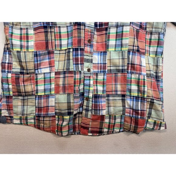 Lands' End Mens Button Down Shirt Summer Size XL Multi Patchwork Traditional Fit - Picture 9 of 13